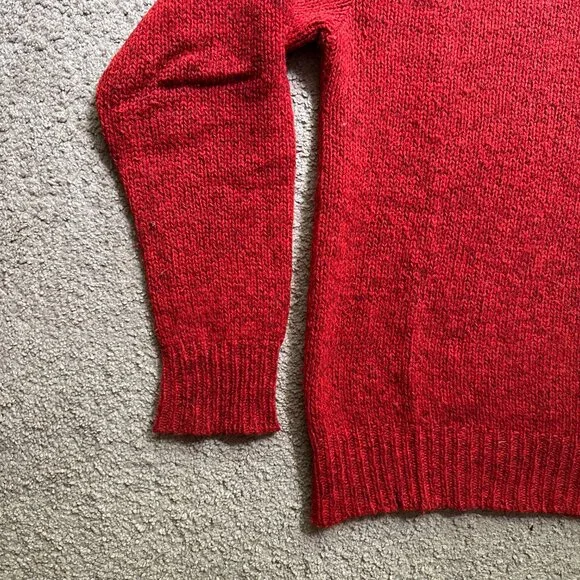 LL Bean Sweater Mens Medium Crewneck Vtg Wool Pullover Long Sleeve Red